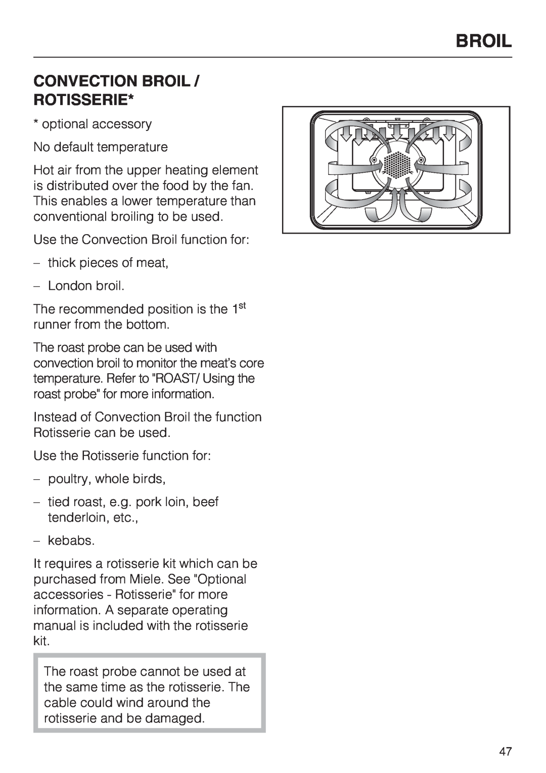 Miele H 4688 B, H4682B installation instructions Convection Broil Rotisserie 