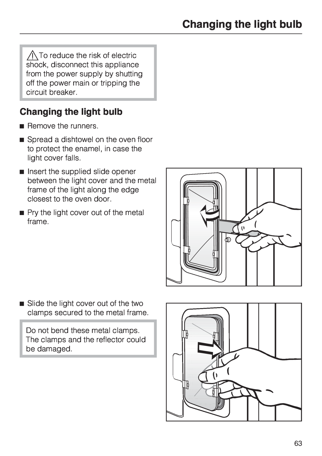 Miele H 4688 B, H4682B installation instructions Changing the light bulb 