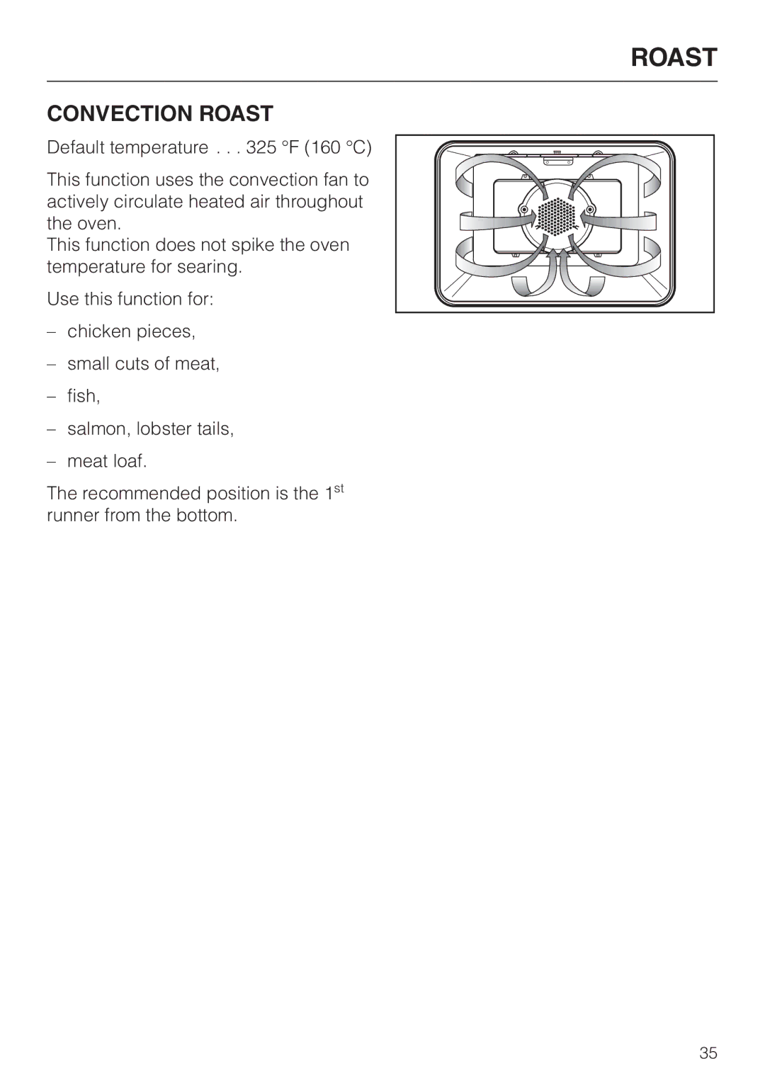 Miele H4780B installation instructions Convection Roast 