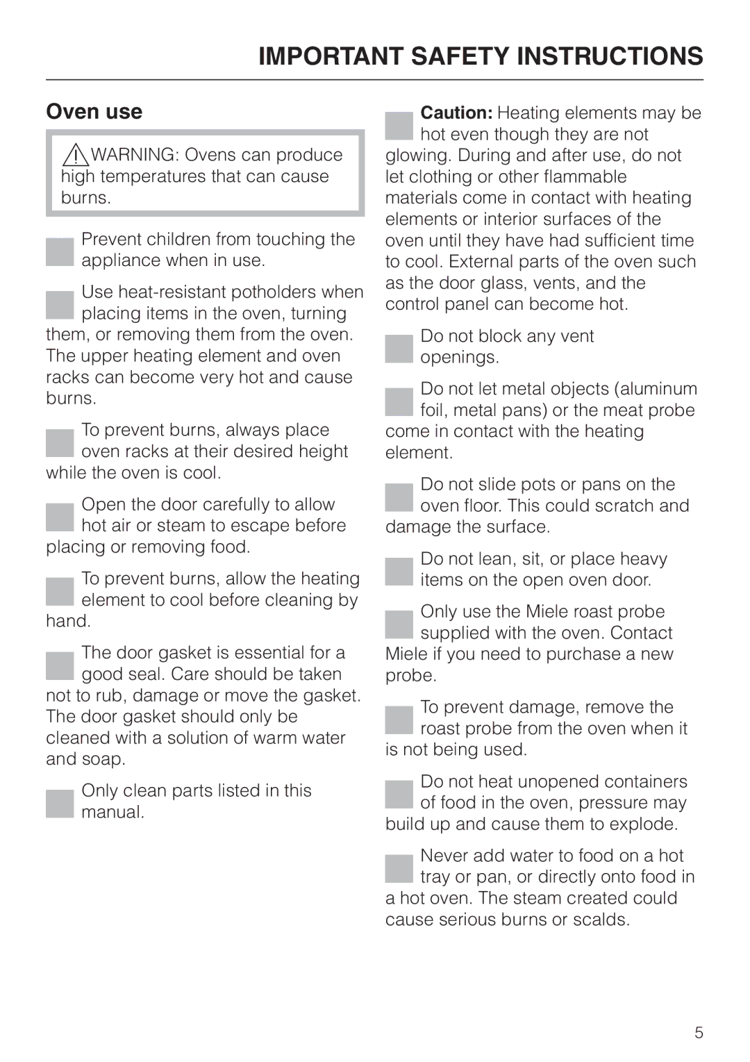 Miele H4780B installation instructions Oven use 