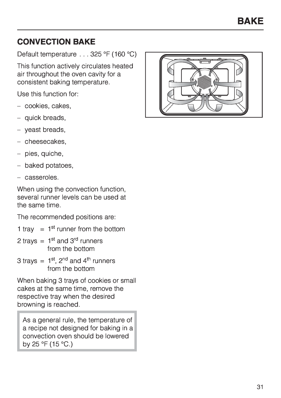 Miele H4780B installation instructions Convection Bake 
