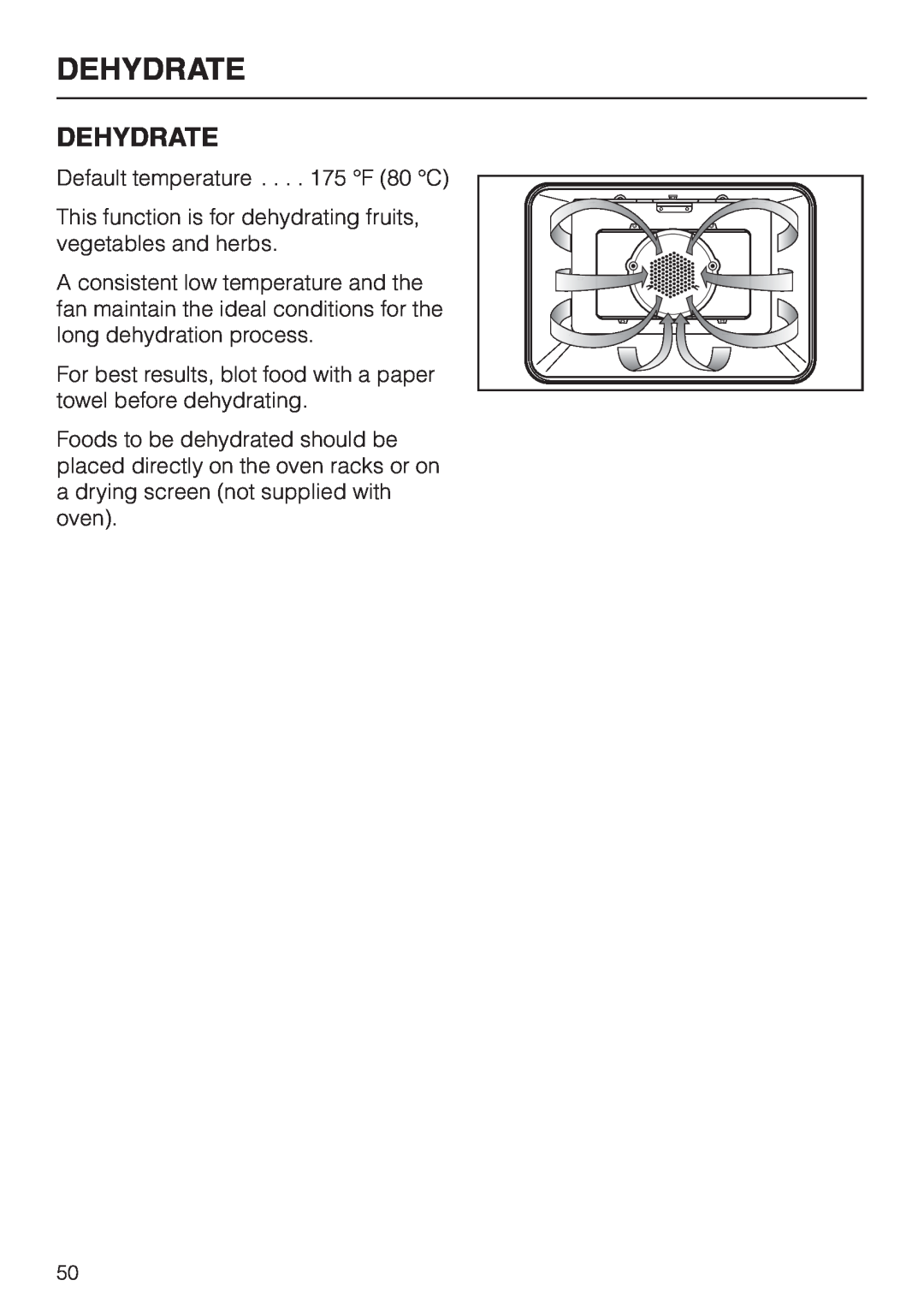 Miele H4780B installation instructions Dehydrate 