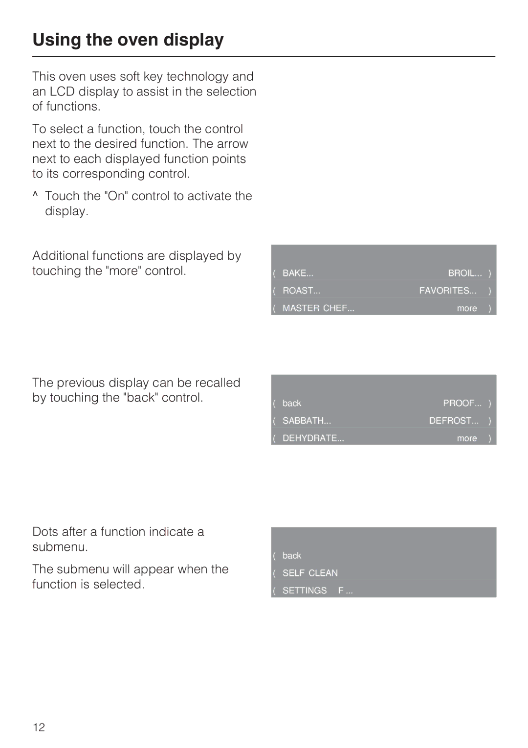 Miele H4780BP installation instructions Using the oven display 