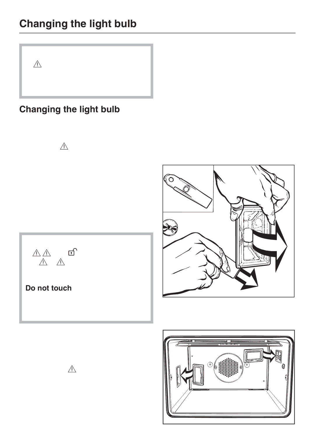 Miele H4782BP installation instructions Changing the light bulb 