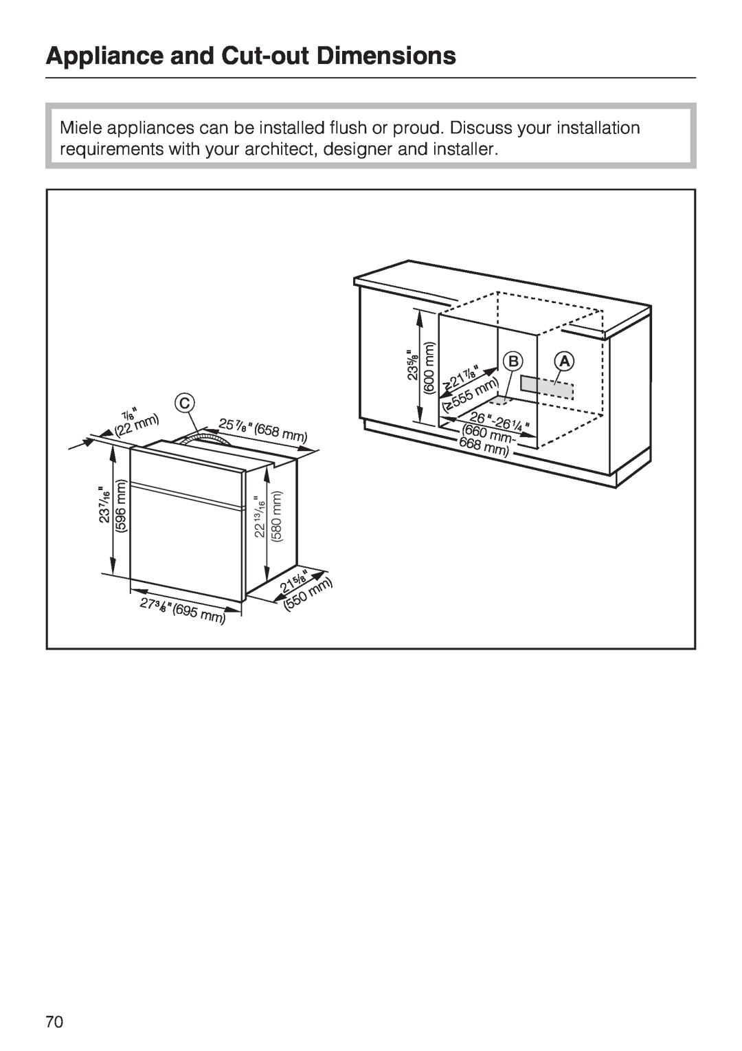 Miele H4782BP installation instructions Appliance and Cut-outDimensions 
