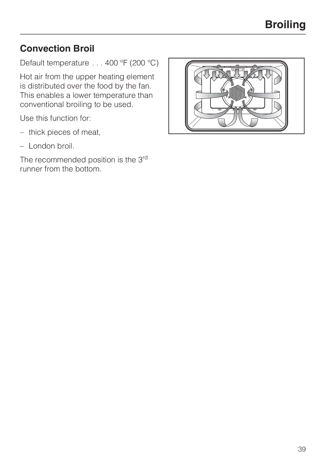 Miele H4842BP installation instructions Convection Broil 