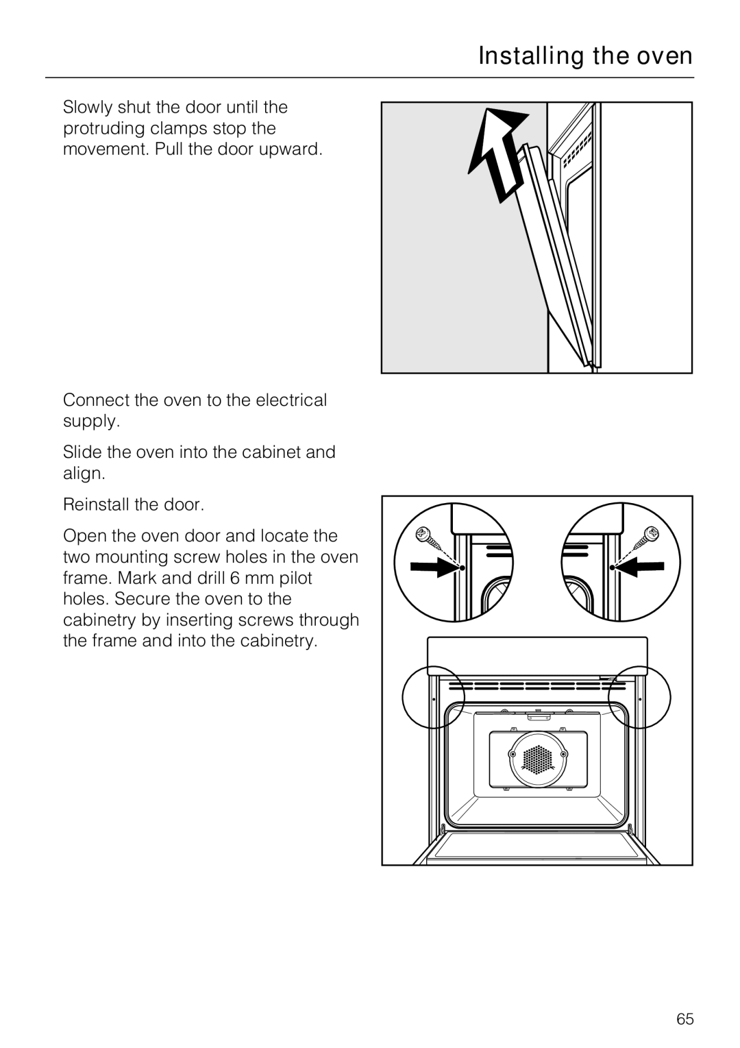 Miele H4842BP installation instructions Installing the oven 