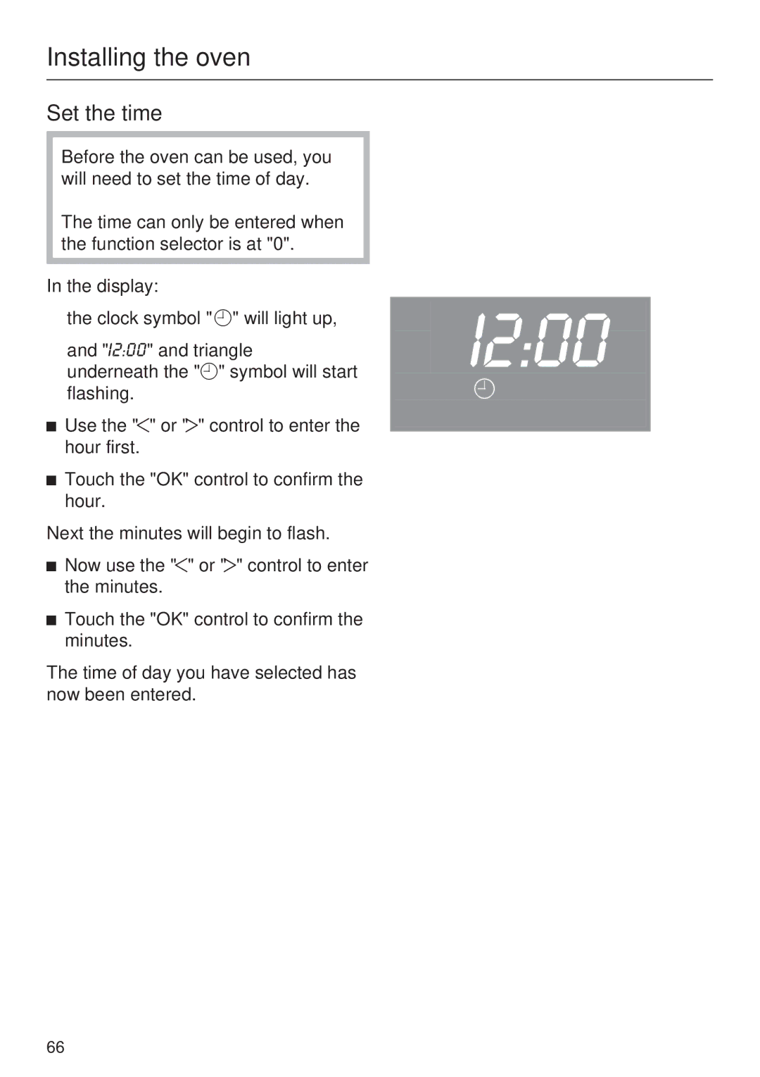 Miele H4842BP installation instructions I200, Set the time 