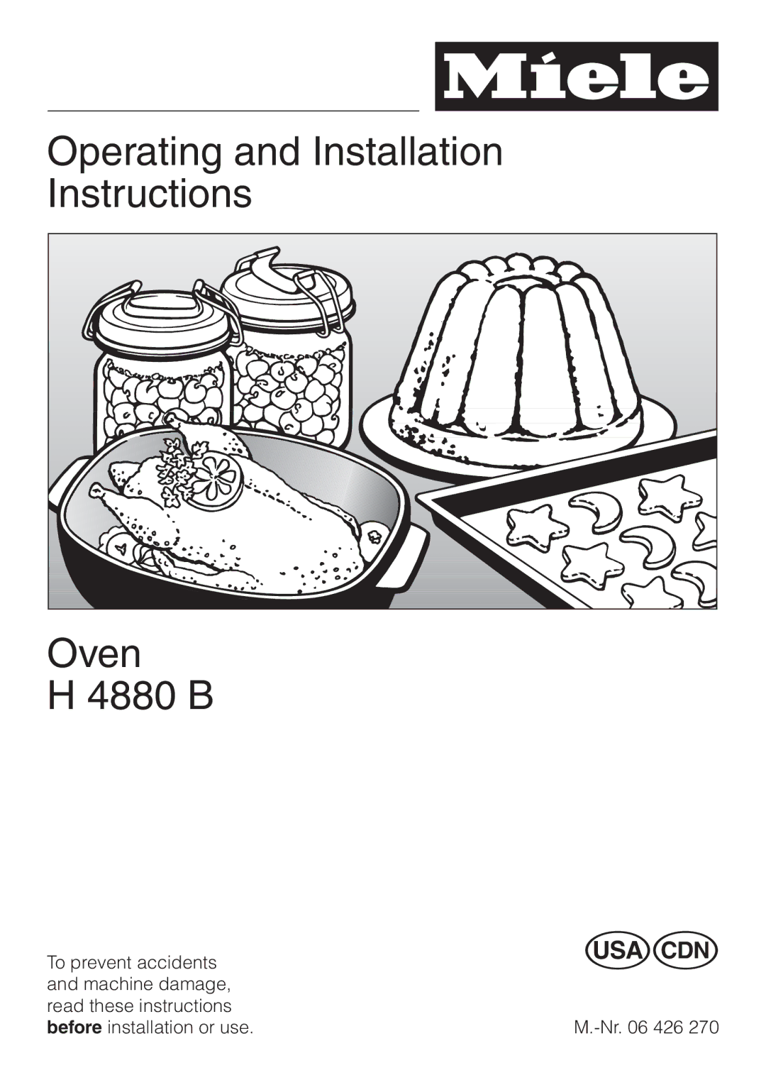 Miele H4880B installation instructions Operating and Installation Instructions Oven 4880 B 