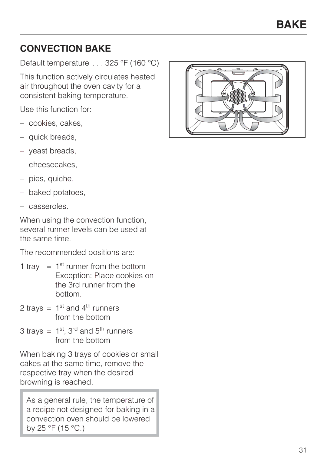 Miele H4880B installation instructions Convection Bake 