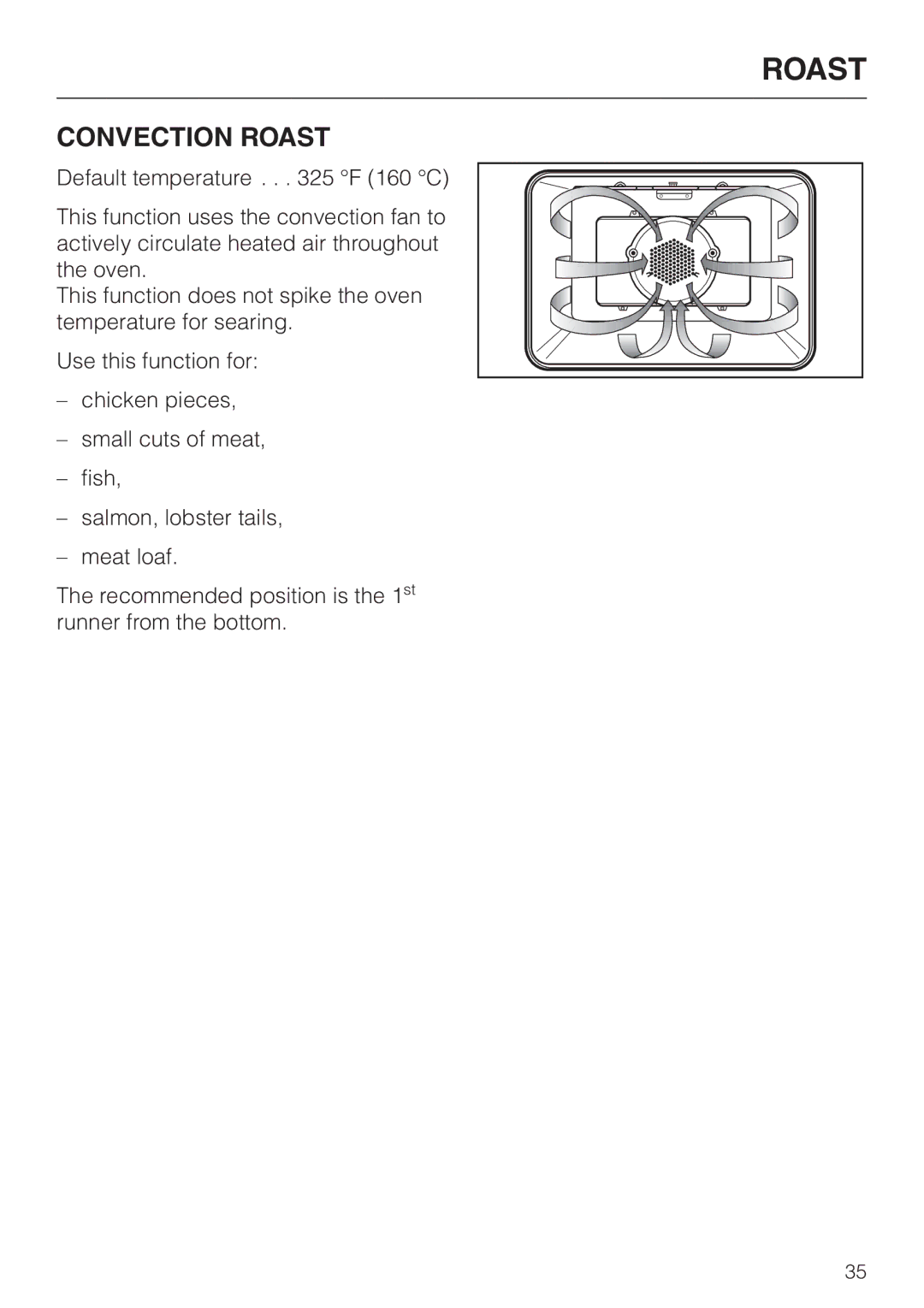 Miele H4880B installation instructions Convection Roast 