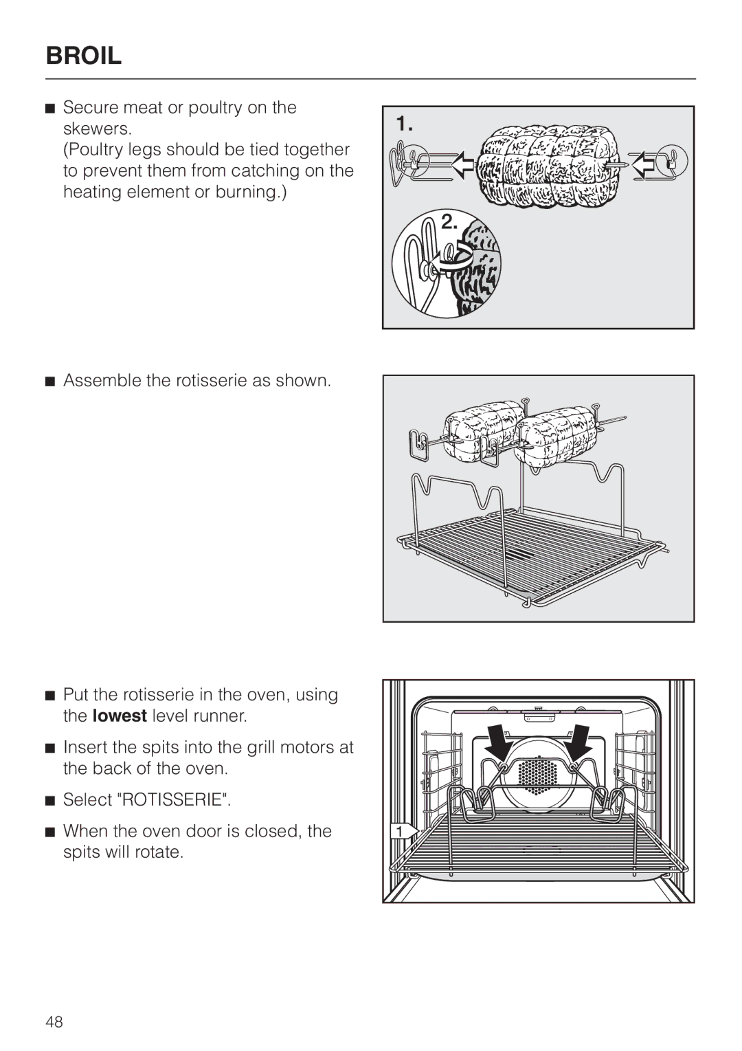 Miele H4880B installation instructions Broil 