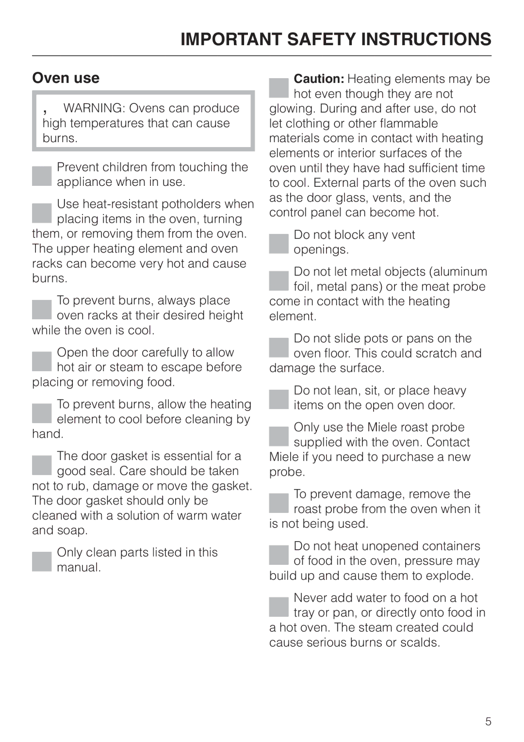 Miele H4880B installation instructions Oven use 