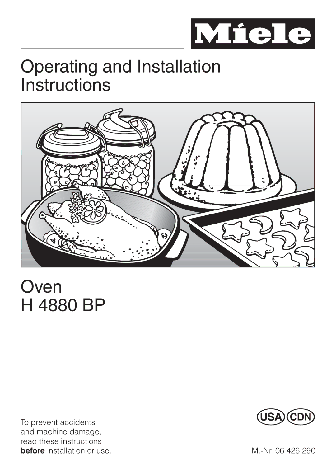 Miele H4880BP installation instructions Operating and Installation Instructions Oven 4880 BP 