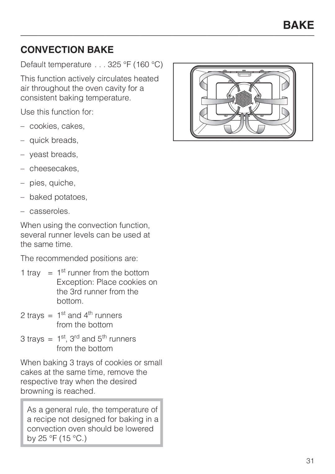 Miele H4880BP installation instructions Convection Bake 