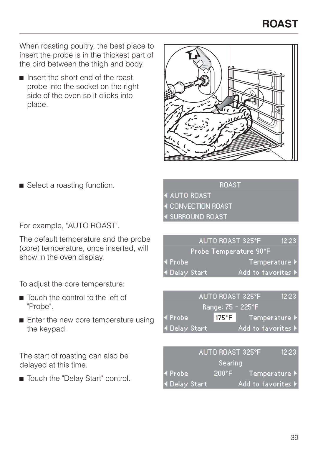 Miele H4880BP installation instructions Roast 