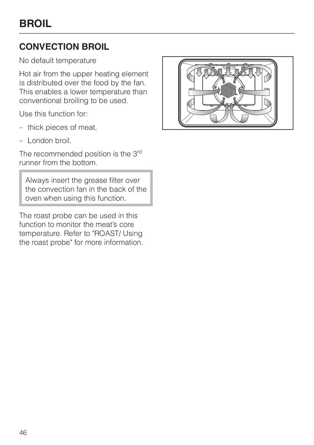 Miele H4880BP installation instructions Convection Broil 