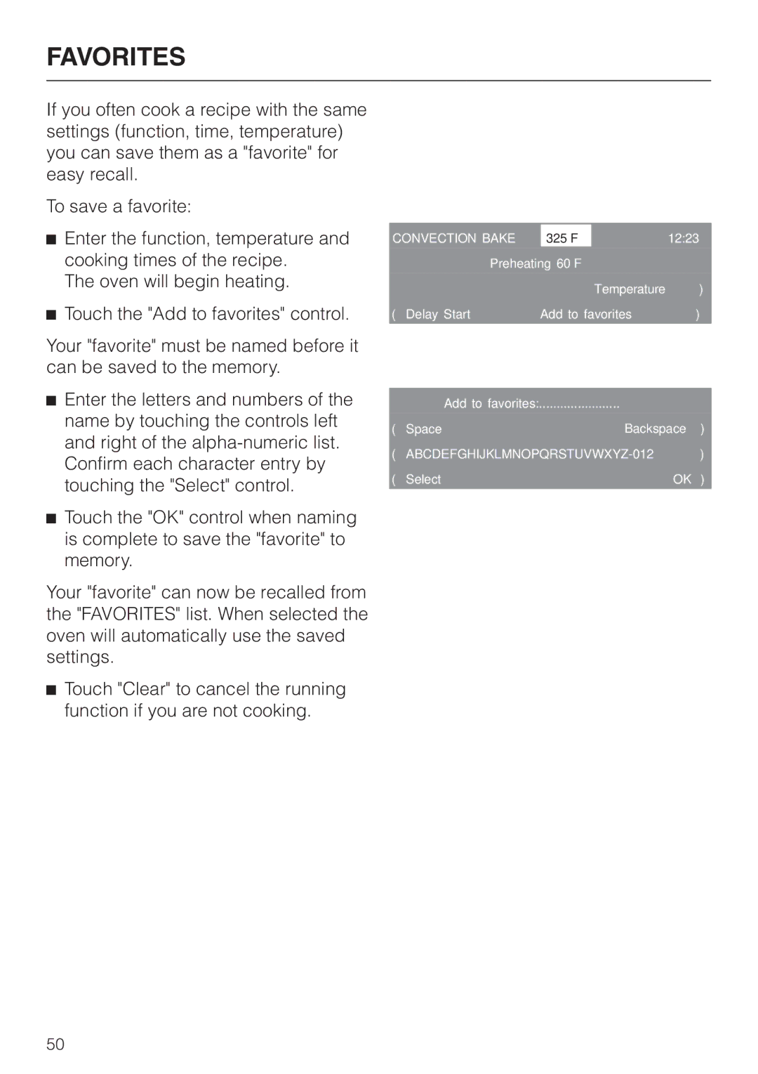 Miele H4880BP installation instructions Favorites 