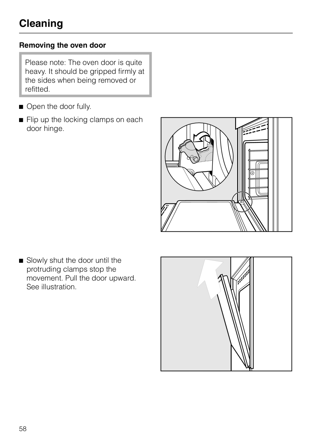 Miele H4880BP installation instructions Removing the oven door 