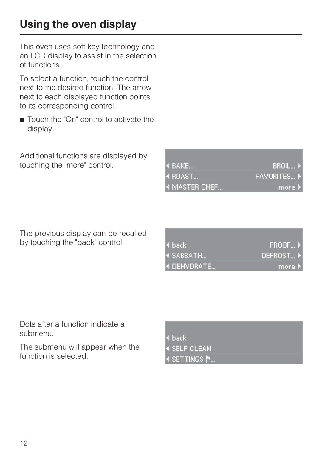 Miele H4881BP installation instructions Using the oven display 