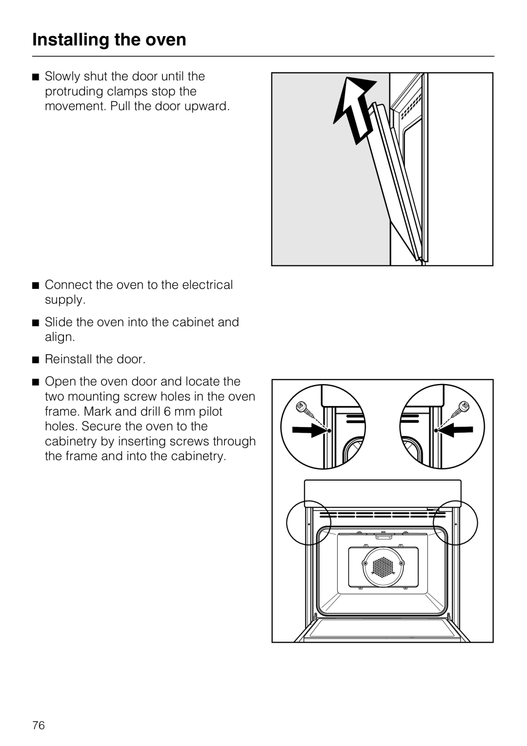 Miele H4882BP installation instructions Installing the oven, Connect the oven to the electrical supply 