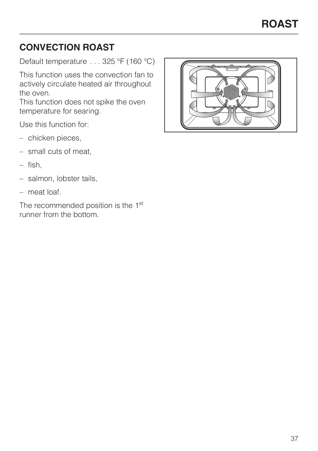 Miele H4890B2 installation instructions Convection Roast 