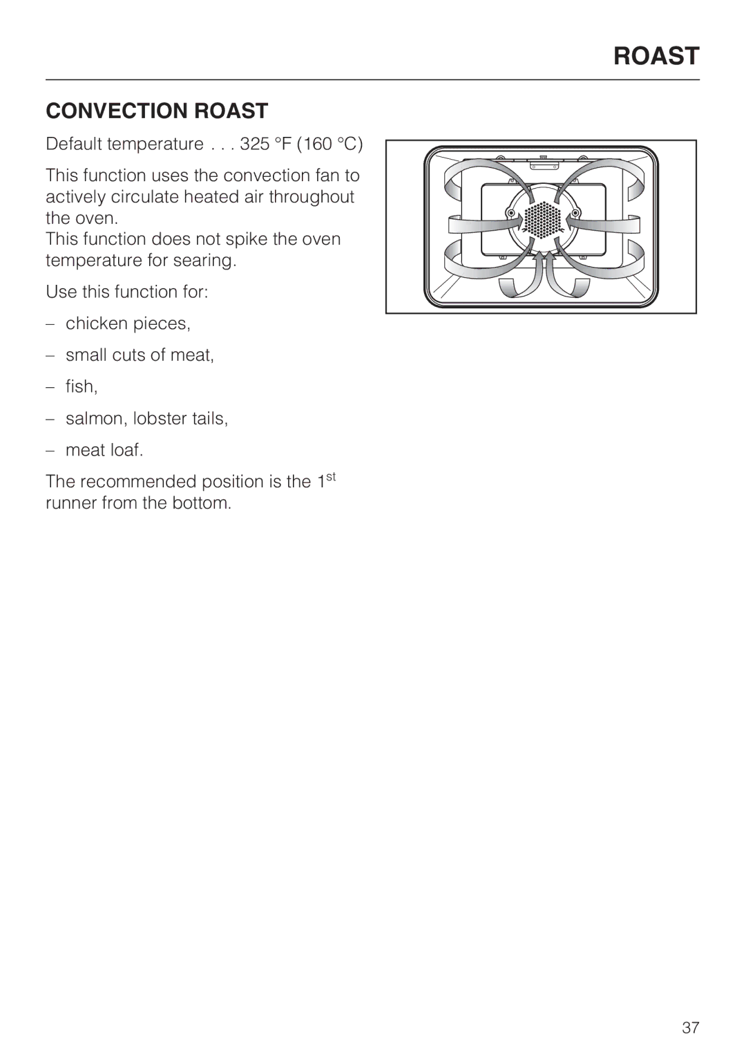 Miele H4890BP2 installation instructions Convection Roast 