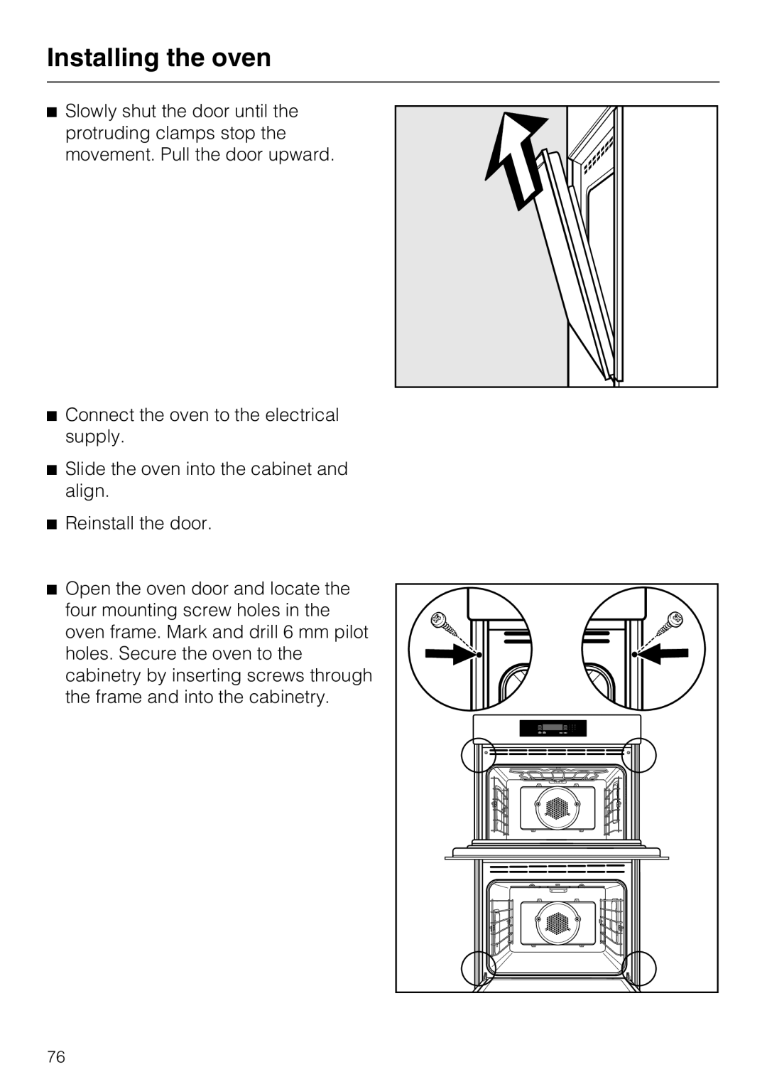 Miele H4890BP2 installation instructions Installing the oven 