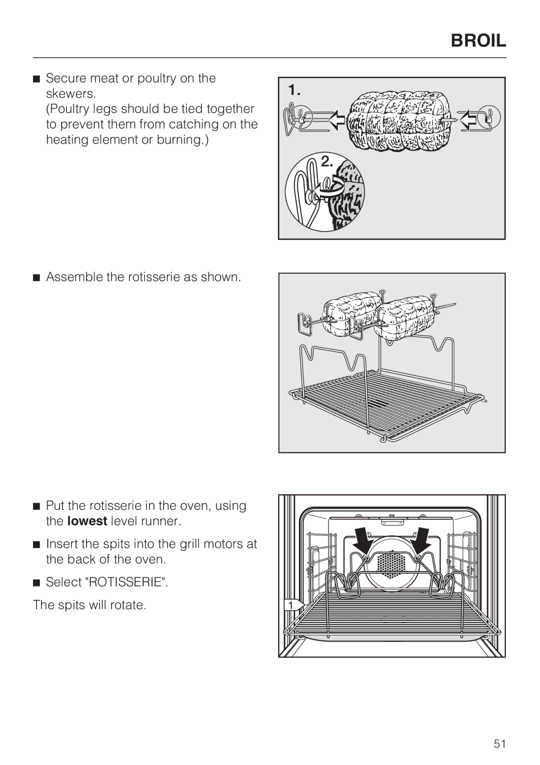 Miele H4892BP2 installation instructions Broil 