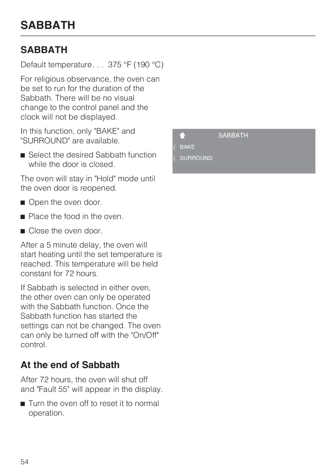 Miele H4892BP2 installation instructions At the end of Sabbath 