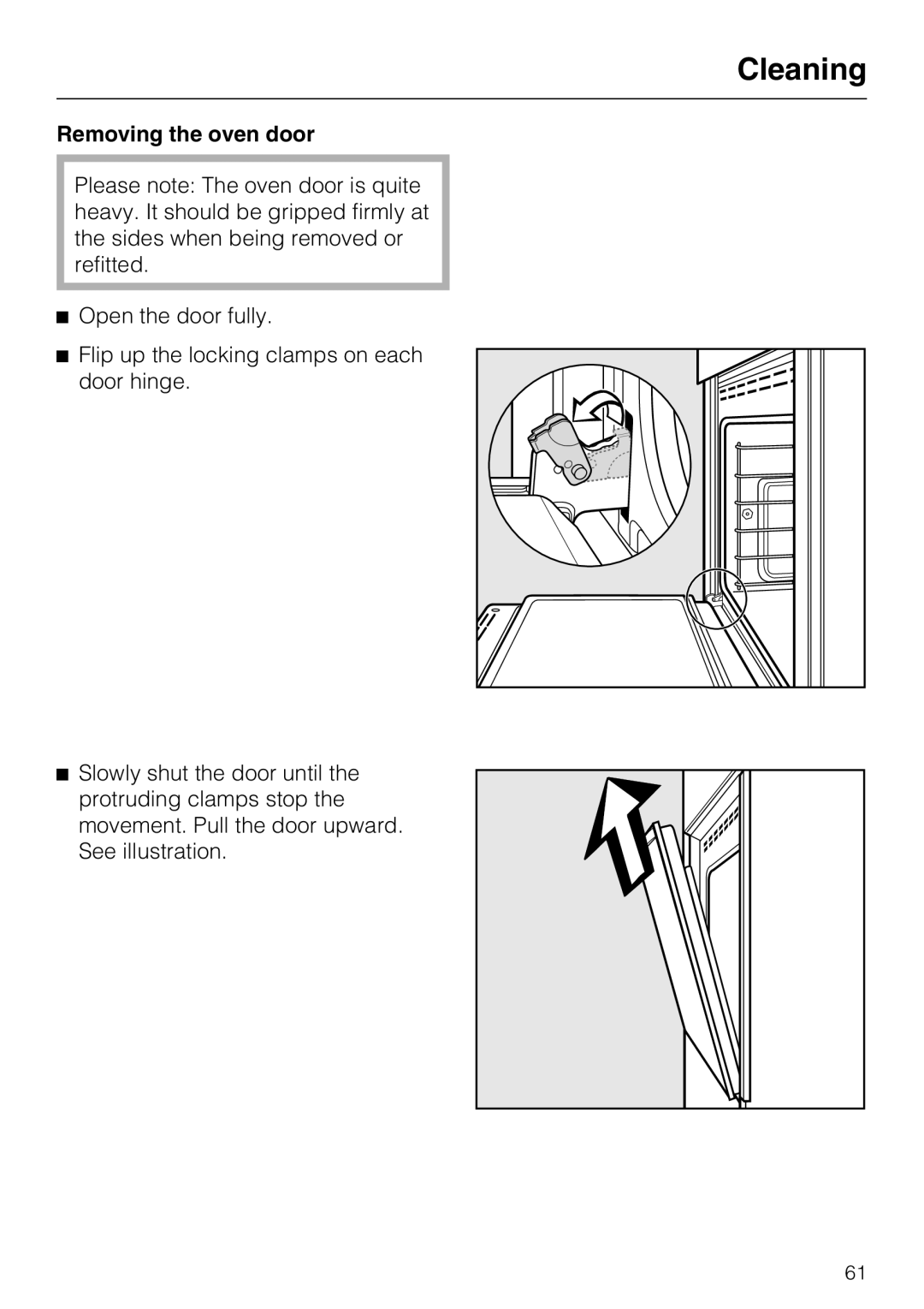 Miele H4892BP2 installation instructions Removing the oven door 