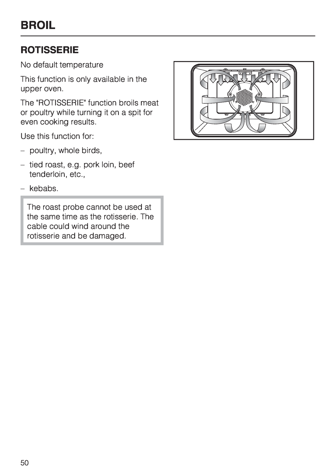Miele H4892BP2 installation instructions Rotisserie, Broil 