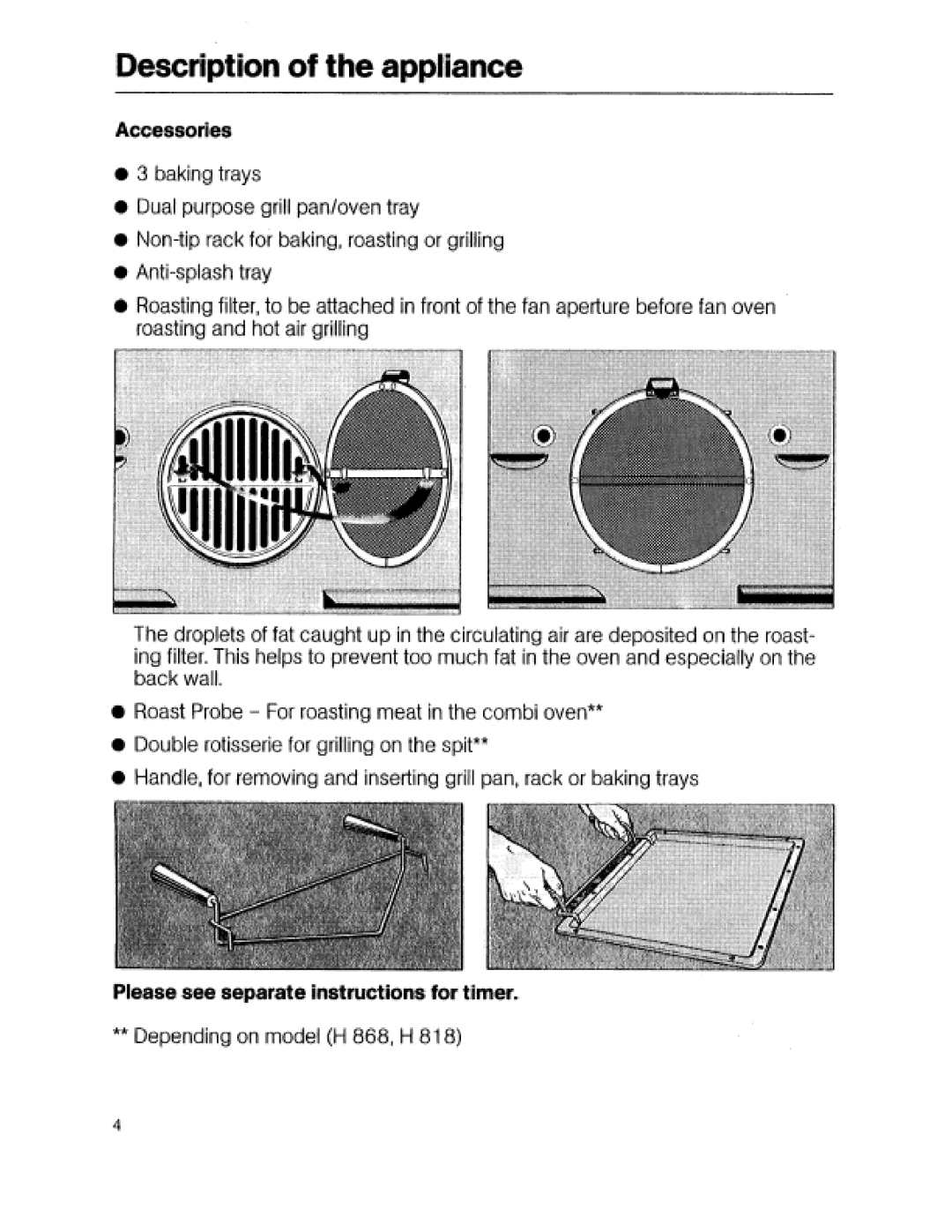 Miele H 814, H868, H 818 manual 