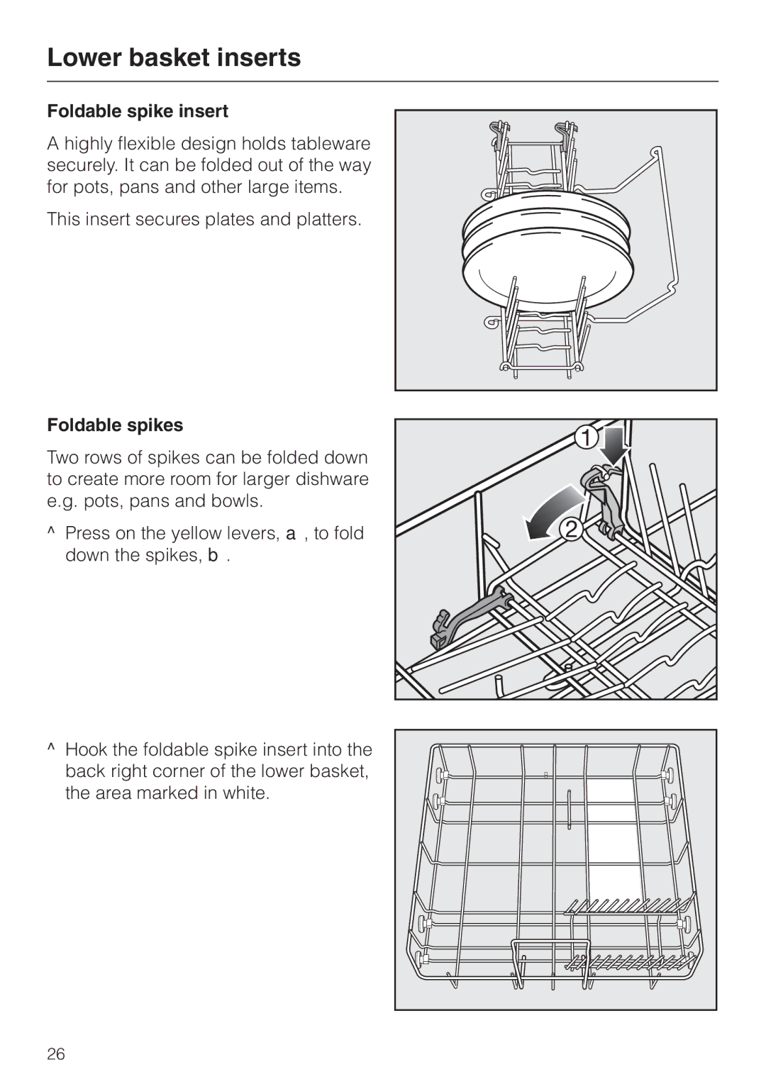 Miele HG01 operating instructions Foldable spike insert, Foldable spikes 