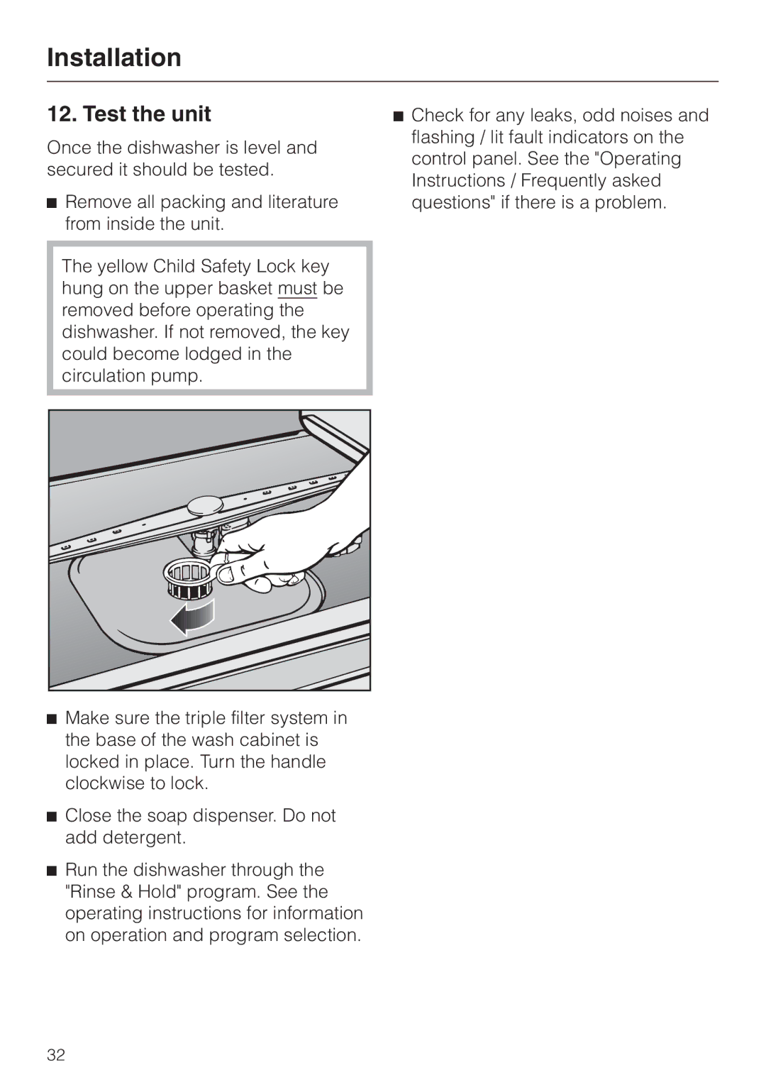 Miele HG01 installation instructions Test the unit 