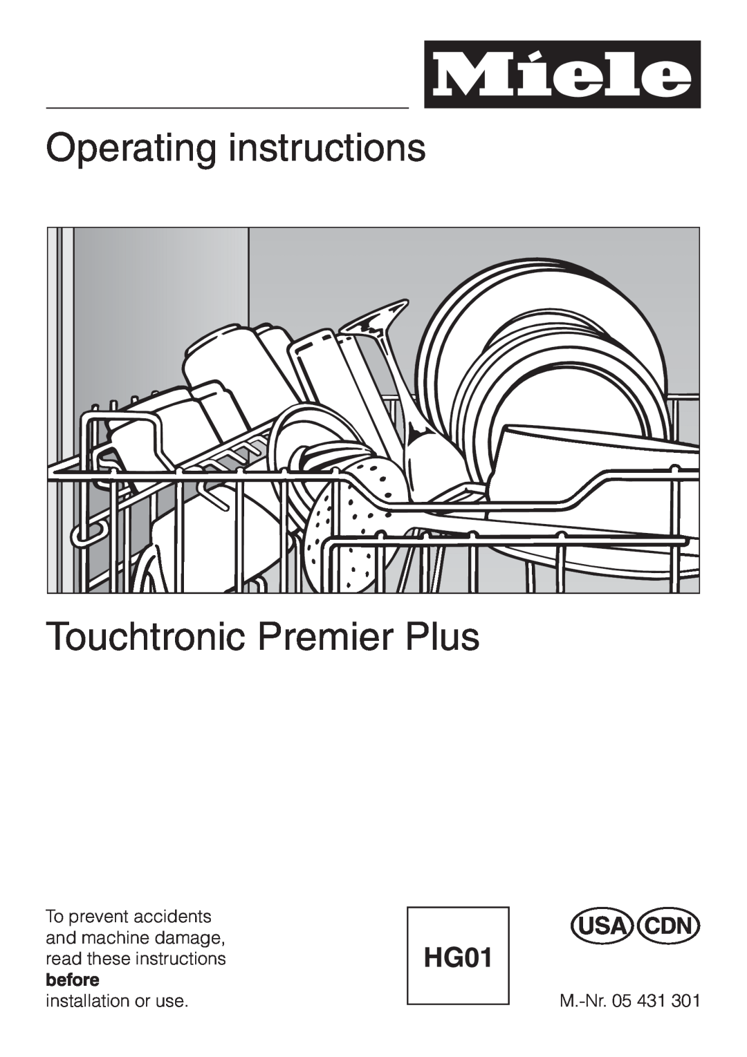 Miele HG01 operating instructions Operating instructions Touchtronic Premier Plus 