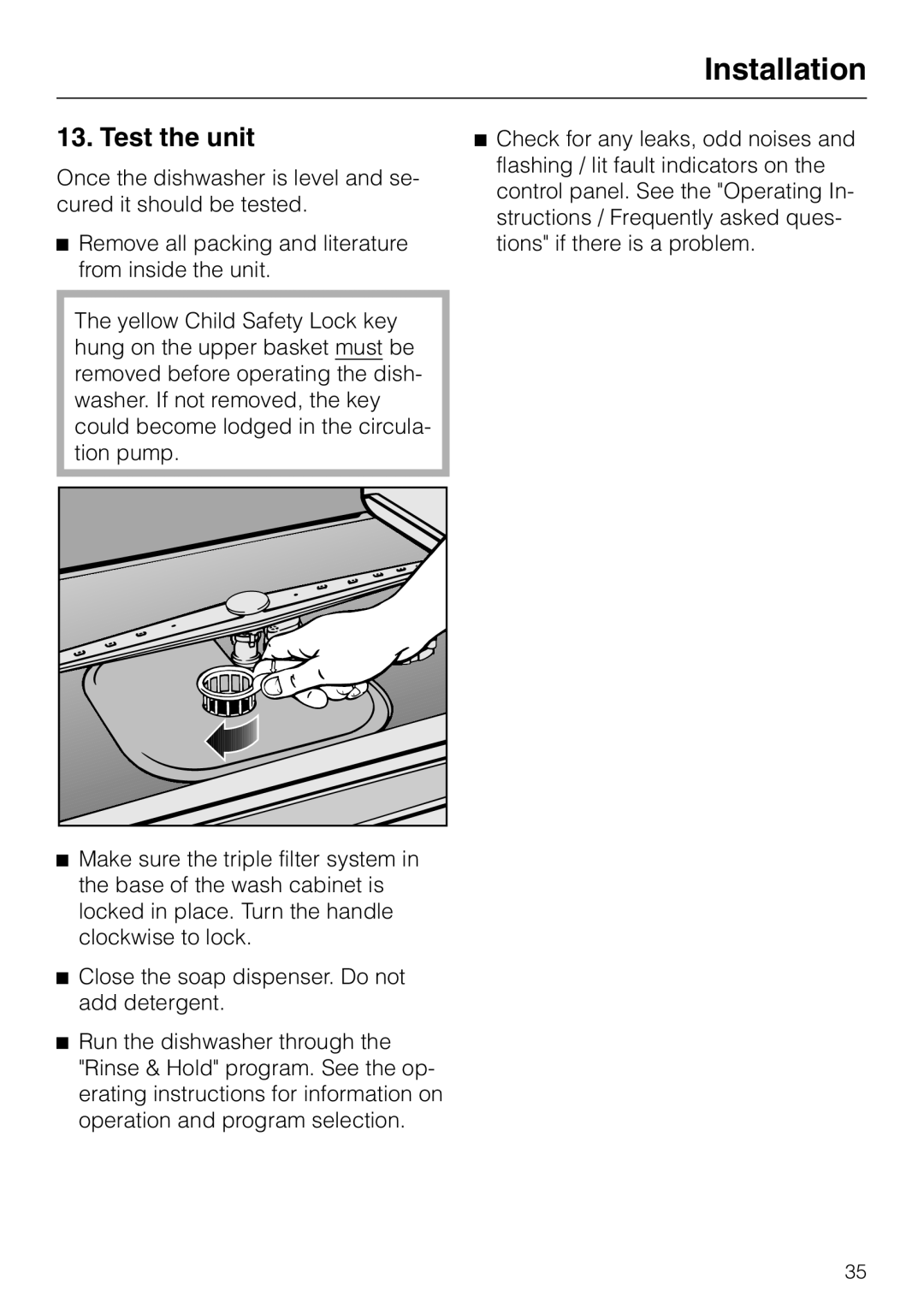 Miele HG02 installation instructions Test the unit 