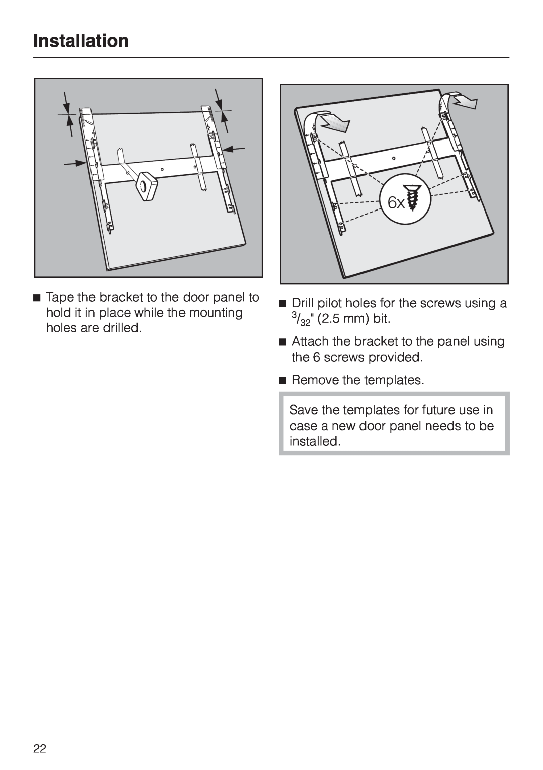 Miele HG02 installation instructions Installation, Remove the templates 