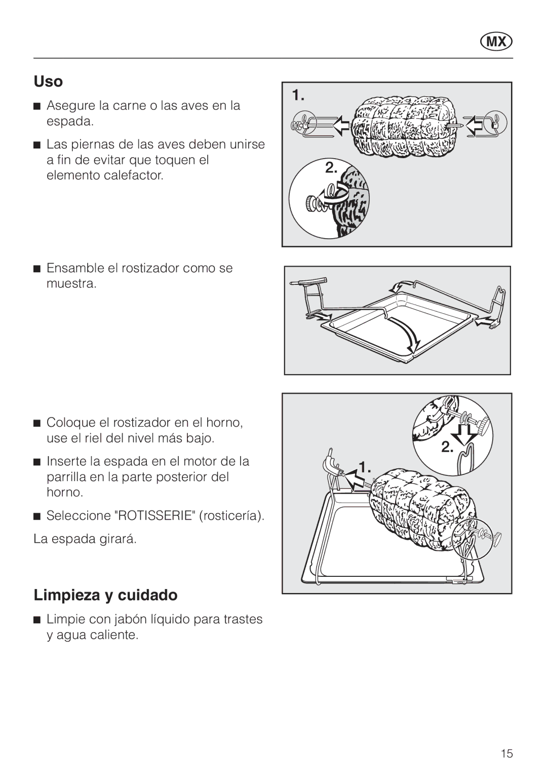 Miele HGE 60 manual Uso, Limpieza y cuidado 