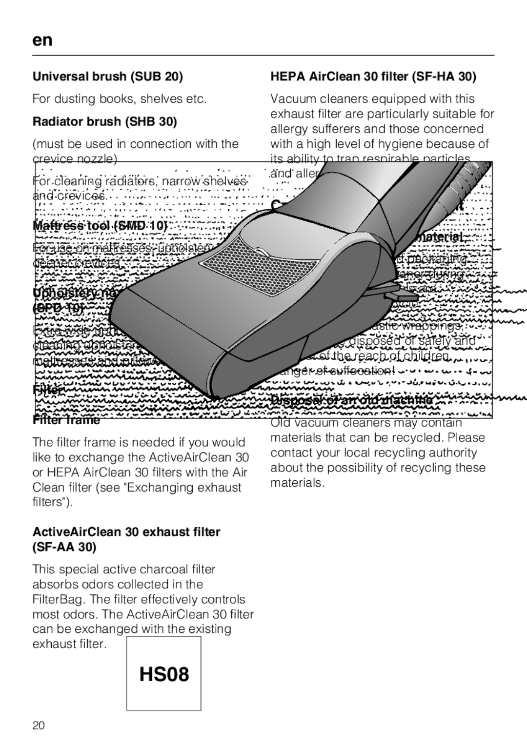 Miele HS08 manual Caring for the environment 