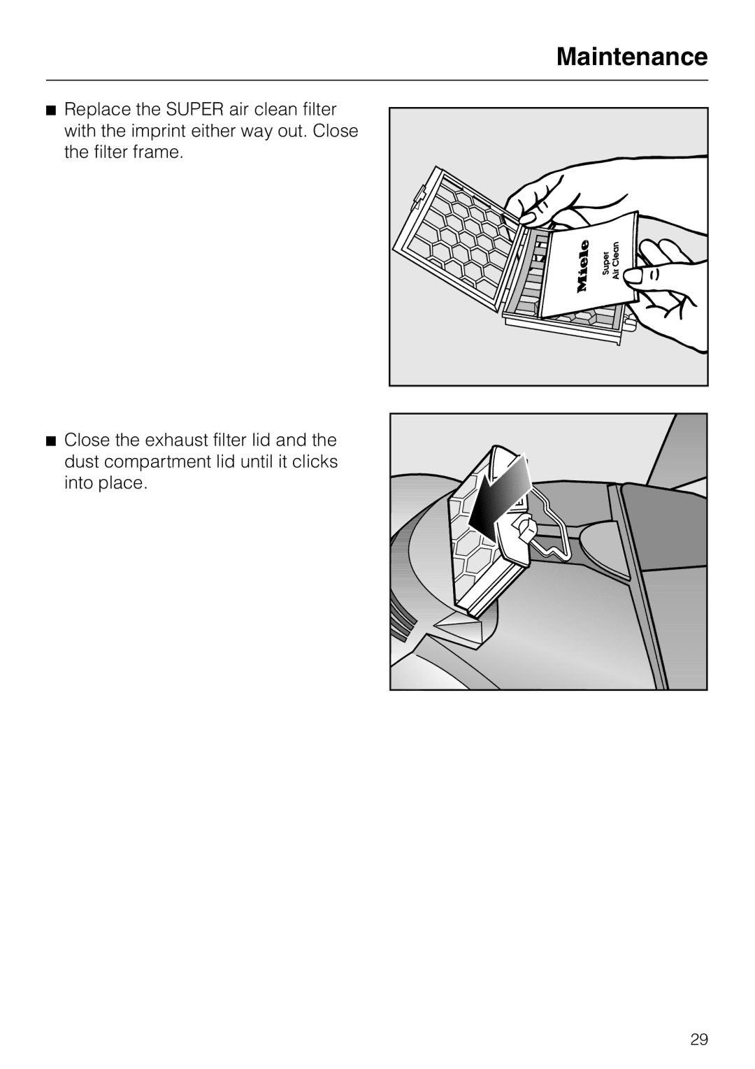 Miele HS09 operating instructions Maintenance 