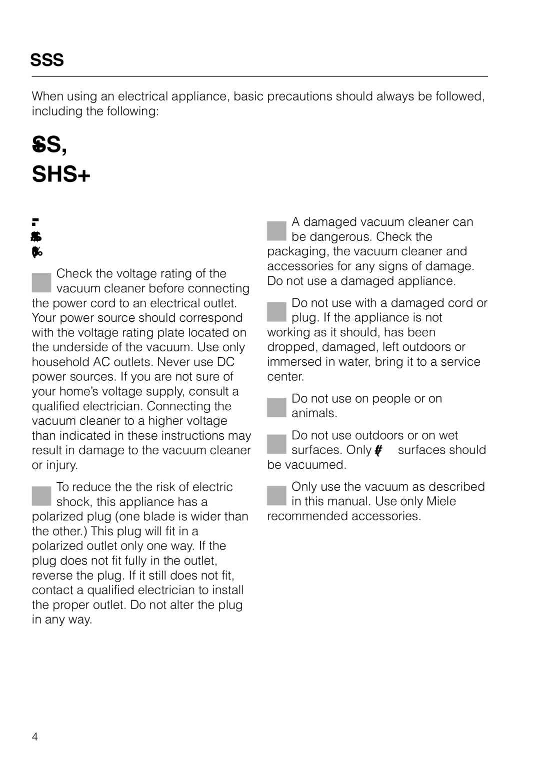 Miele HS09 operating instructions Read ALL Instructions Before Using this Appliance 