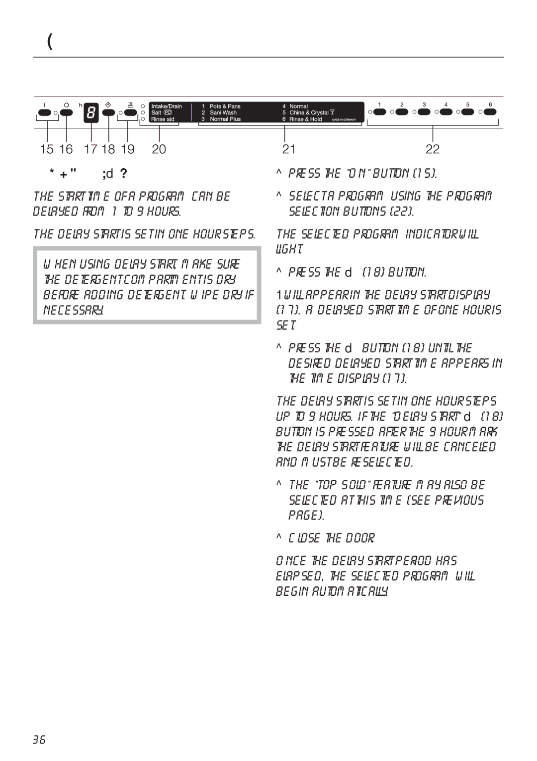 Miele Incognito manual Delay start d 