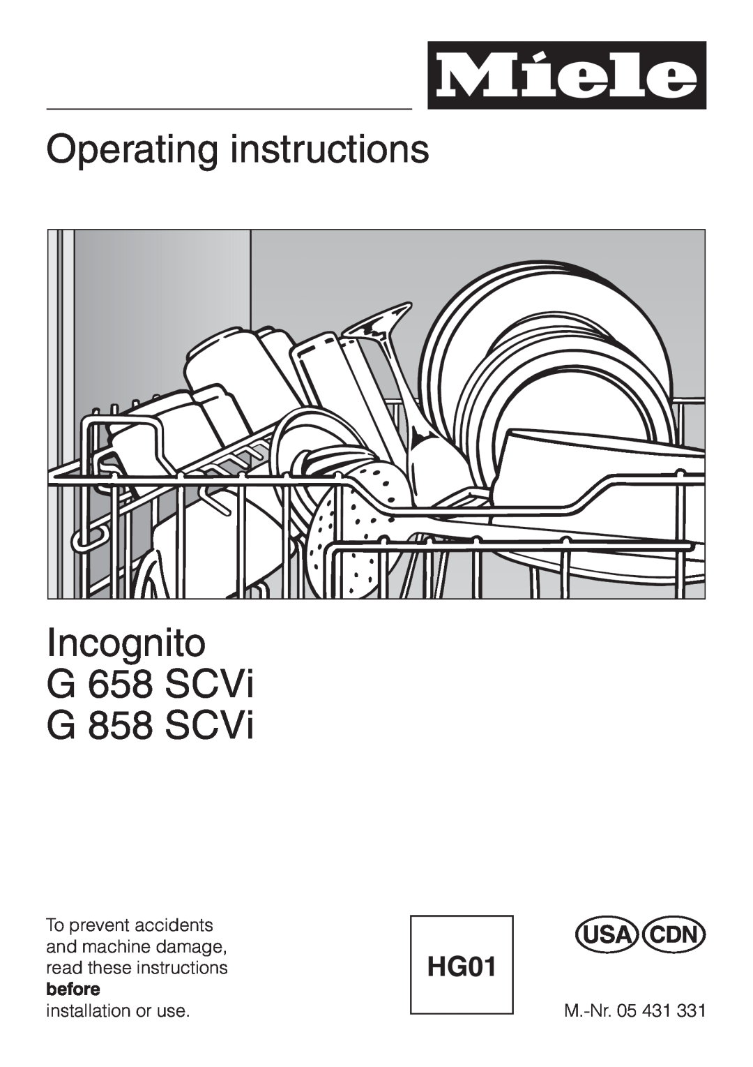 Miele Incognito manual Operating instructions, G 658 SCVi, G 858 SCVi 