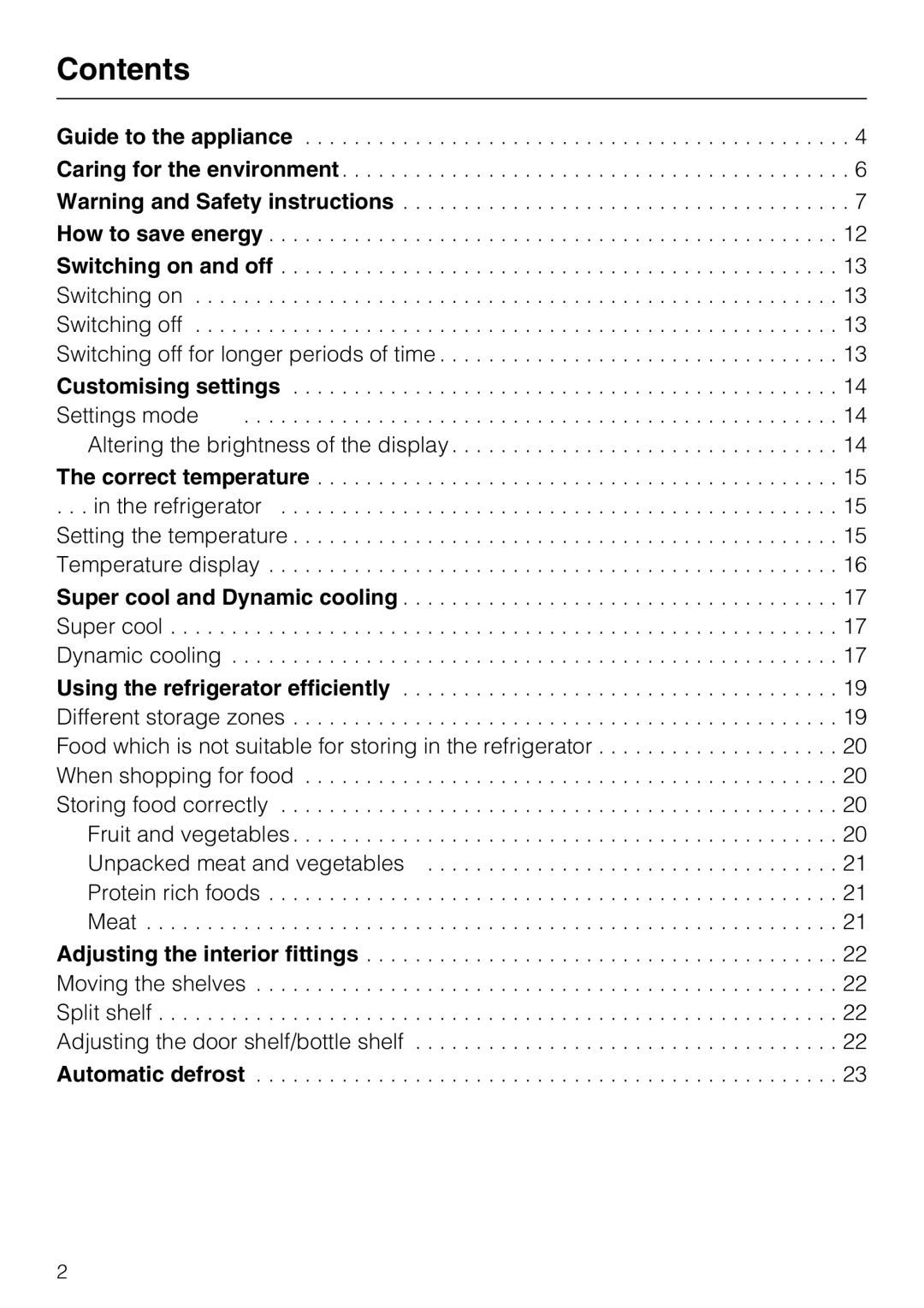 Miele K 12421 SD installation instructions Contents 