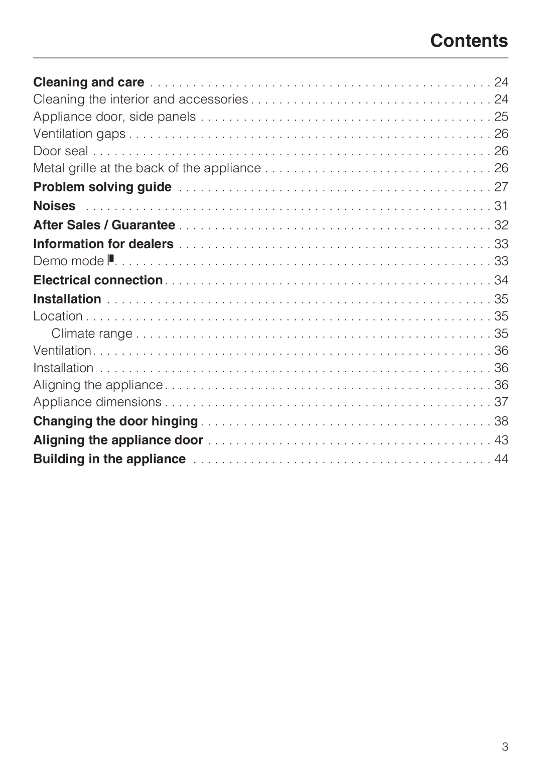 Miele K 12421 SD installation instructions Contents 