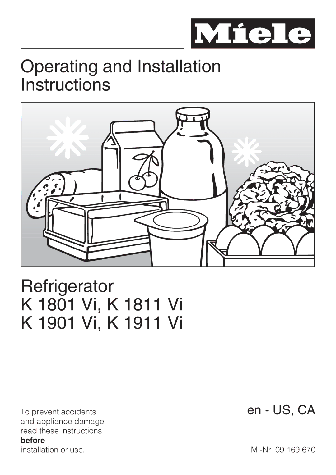 Miele K 1901 Vi, K 1911 Vi, K 1801 Vi, K 1811 Vi installation instructions En US, CA 