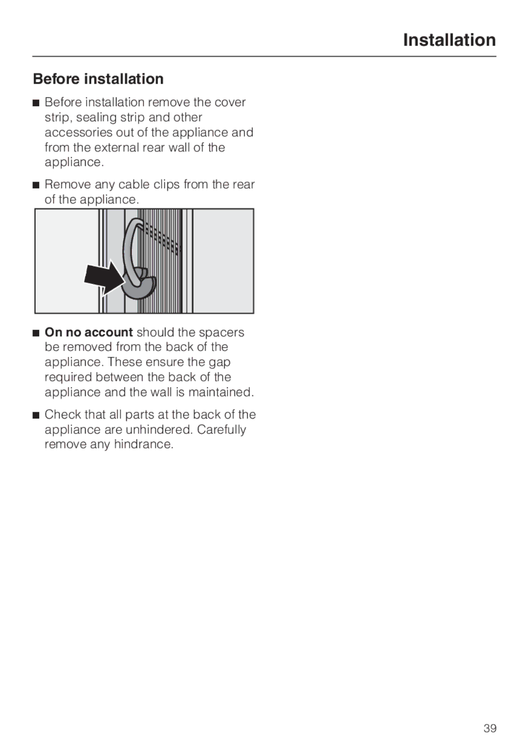 Miele K 9212 I, K 9412 I installation instructions Before installation 