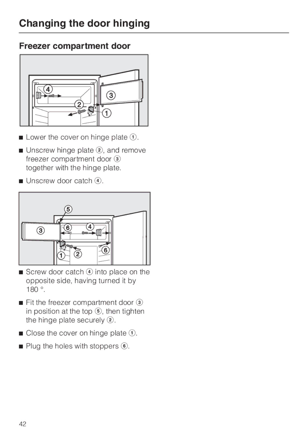 Miele K 9412 I, K 9212 I installation instructions Freezer compartment door 