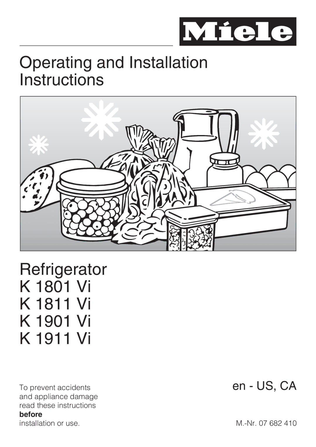 Miele K1811VI, K1801VI, K1911VI, K1901VI installation instructions En US, CA 